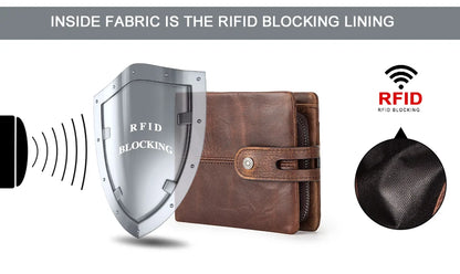 Herren Echtleder Geldbörse Bifold Vintage RFID Kartenhalter Geldclip Münzfach Reise
