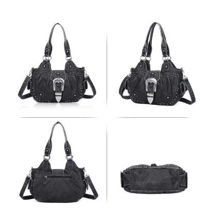 Damen-Handtasche aus Kunstleder Top-Griff mit Mehrfachfächern und Smartphonefach Alltag und Freizeit