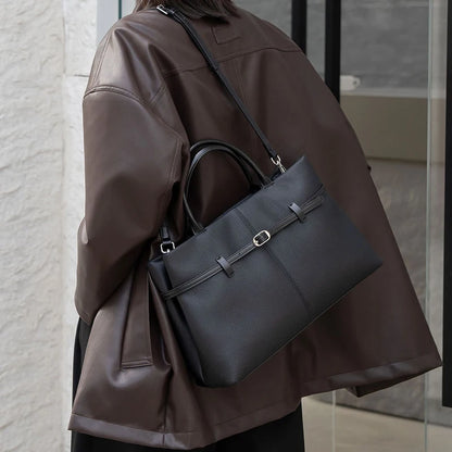 Leder-Top-Handle Tote | Vollnarbenleder Silberbeschläge