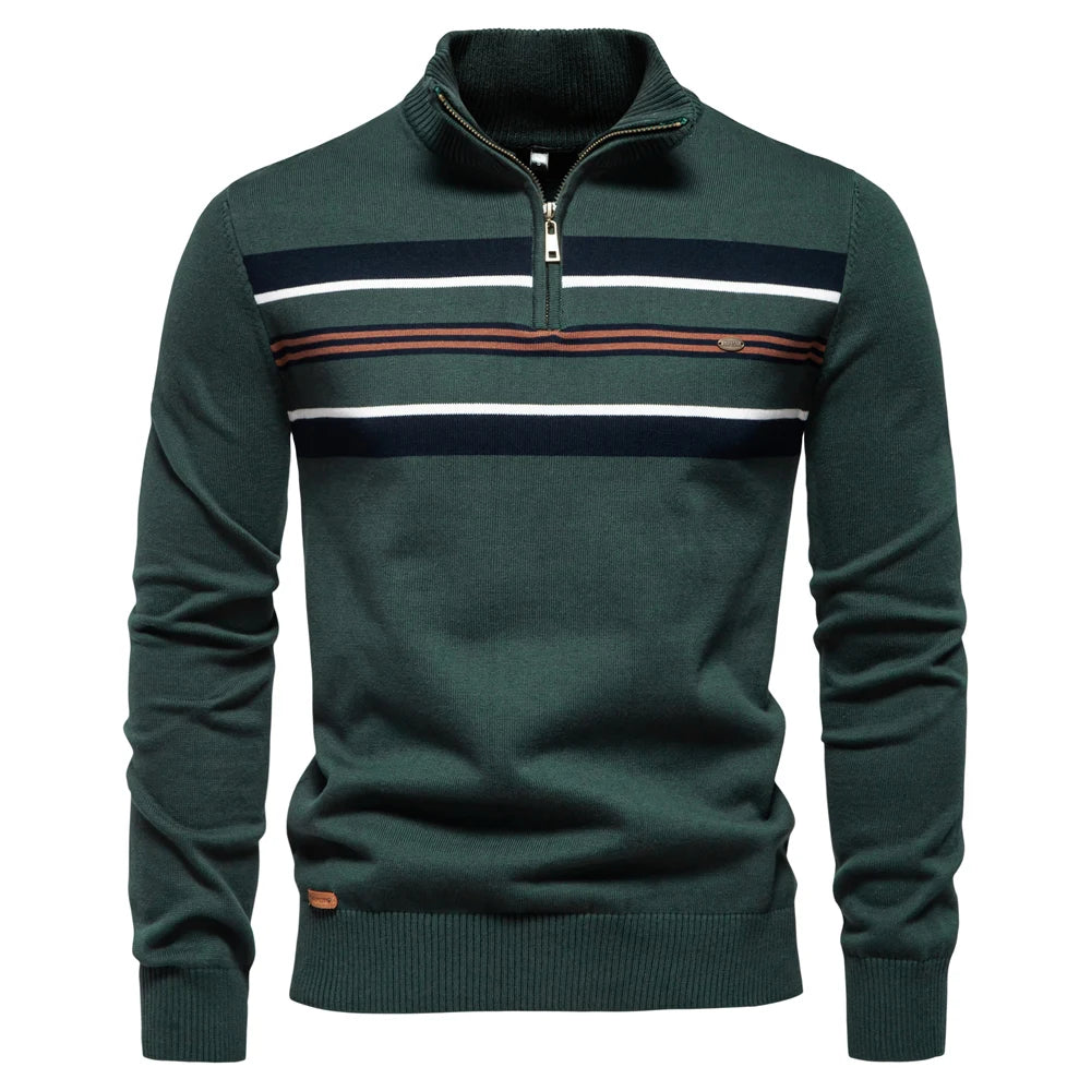 Herren Pullover aus Baumwolle mit Stehkragen für lässige Business-Looks