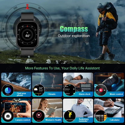 Männer GPS Smart Uhr mit 2,01 Zoll HD Bildschirm und Herzfrequenzmesser