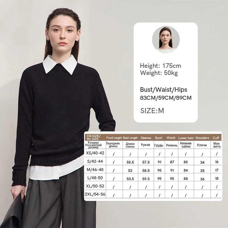 Schwarzer Strickpullover mit langem Ärmel und geripptem Bündchen am Saum
