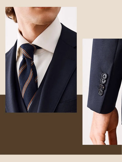 Doppelreihiger Herrenanzug mit schwarzem Streifenmuster aus Wolle – Slim Fit für Hochzeit, Büro und festliche Anlässe