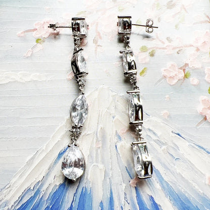 Damen-Ohrtropfen weiße Zirkonia Tropfen Sommer aus Sterlingsilber