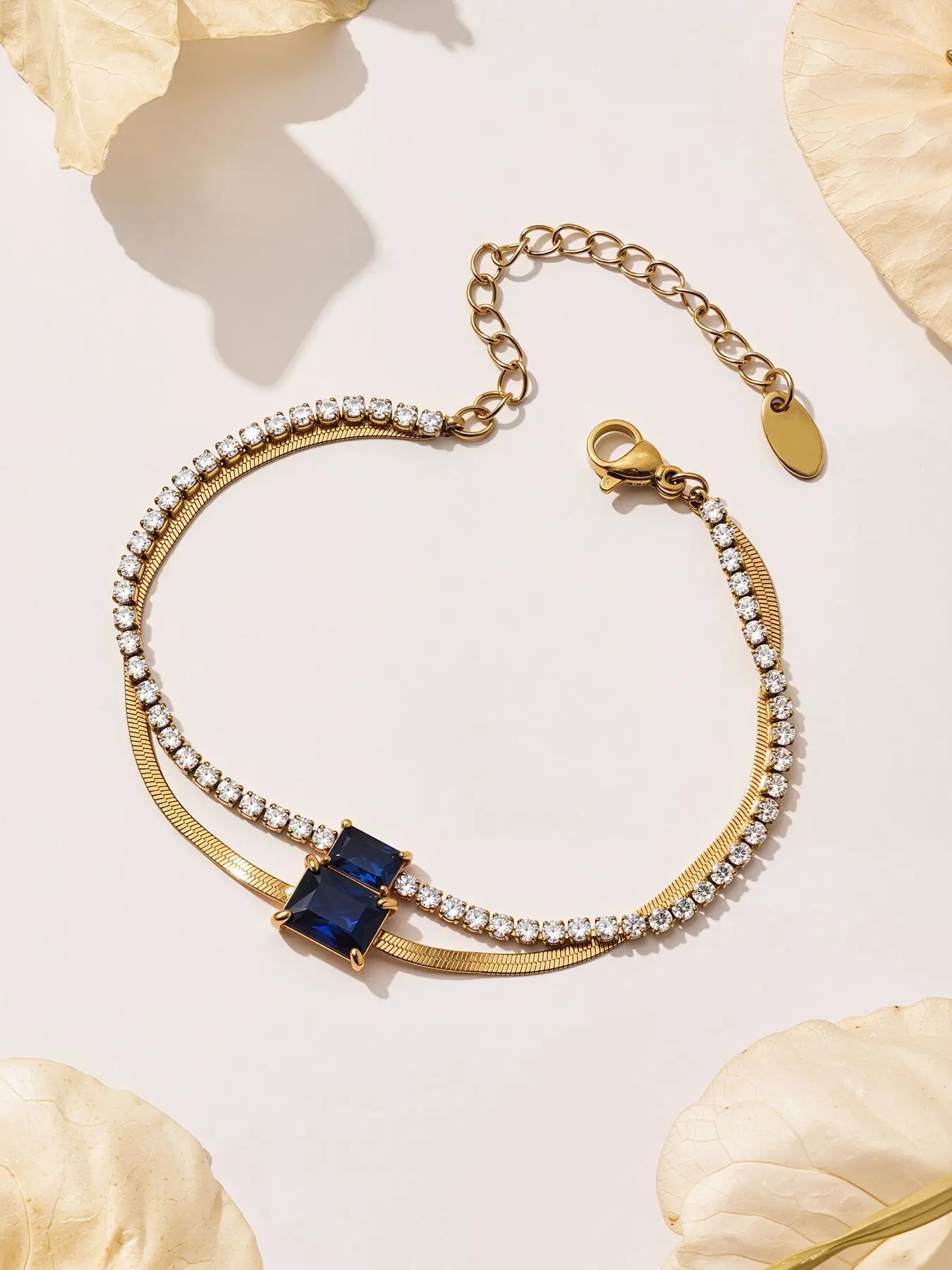 Damen-Armband Baguette-Zirkonia Doppelschicht