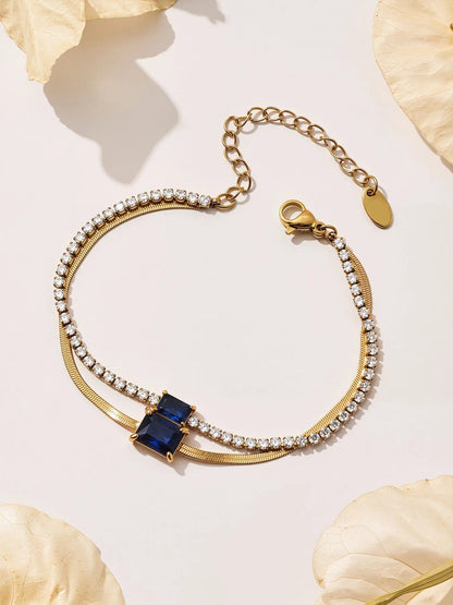 Damen-Armband Baguette-Zirkonia Doppelschicht
