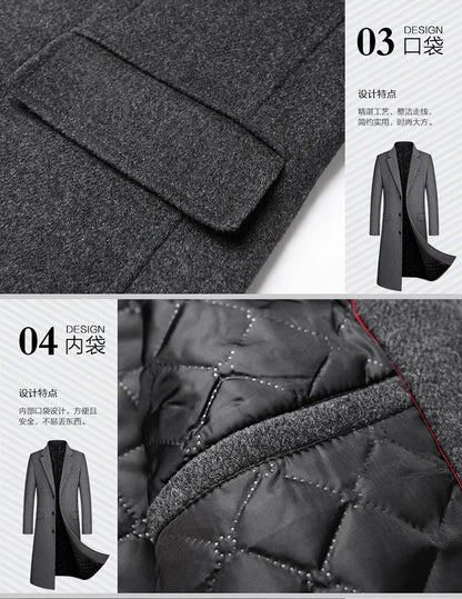 Wollmantel für Herren in Schwarz-Grau – Modern & elegant
