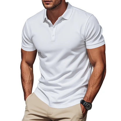 Langärmeliges Herren-Poloshirt mit Waffelstruktur und Knopfleiste – ideal für Freizeit und Urlaub