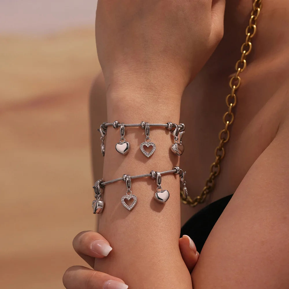 Damen-Charm-Armband mit Herz-Zirkonia