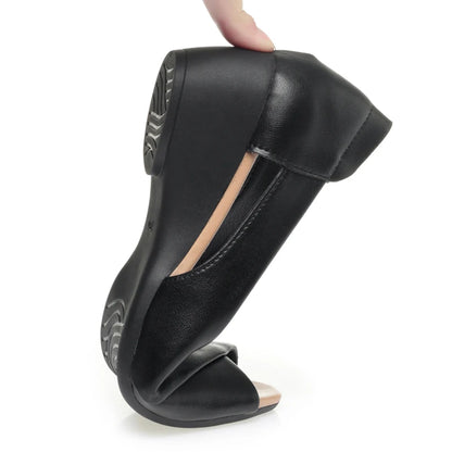 AIYUQI 2025, neue Damensandalen, Keilabsatz, flache, rutschfeste Damenschuhe, große Fischmaul-Ledersandalen für Damen
