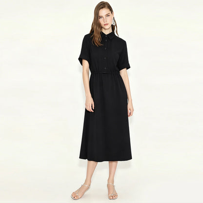 Elegantes Damenkleid Mit Reverskragen Und Kordelzug Für Ihr Büro