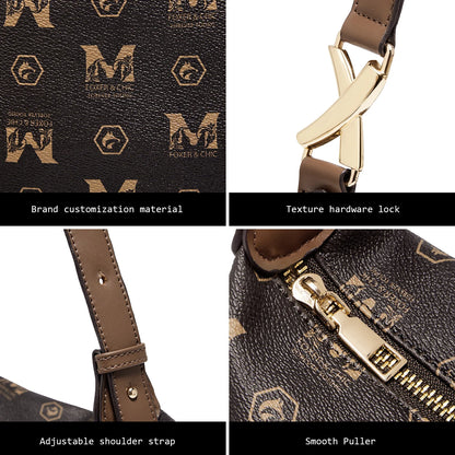 Damen Schultertasche aus PVC-Leder im Retro-Hobo-Stil mit großem Fassungsvermögen