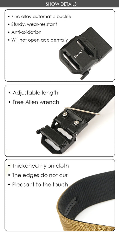 Herren-Taktikgürtel aus robustem Nylon mit Zinklegierungs-Schnalle, IPSC geeignet