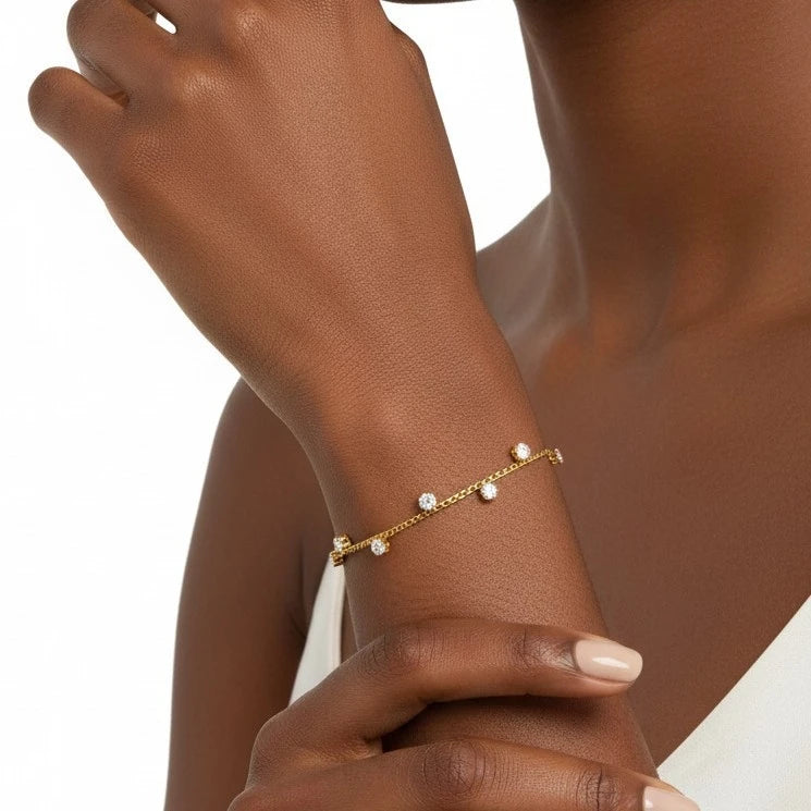 Damen-Armband CZ-Station aus Edelstahl