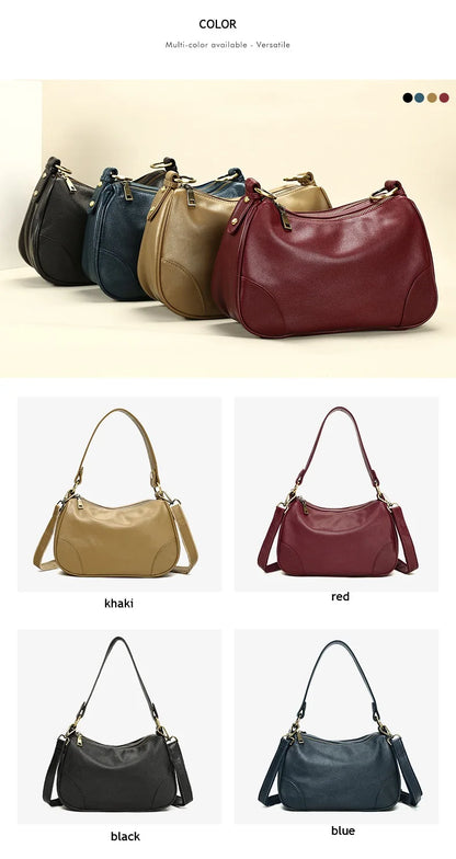 Damen-Schultertasche aus echtem Leder mit großem Fassungsvermögen und viel Stauraum