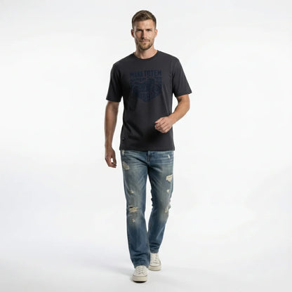 Komfortables Herren T-Shirt Mit Motorrad Druck In Reiner Baumwolle