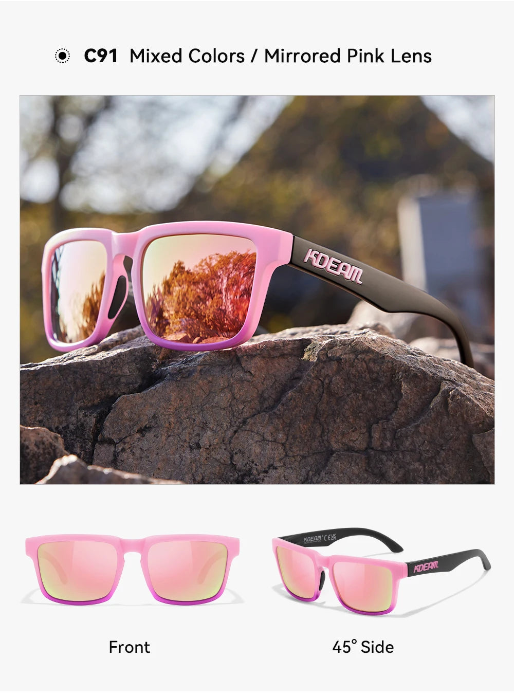 Sonnenbrille polarisiert TR90 Reißverschlussetui Unisex frische Farben