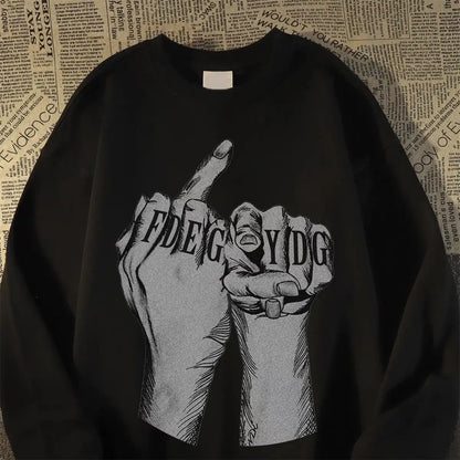 Dicker Herren-Hoodie mit Buchstaben-Print und langen Ärmeln im Vintage-Streetwear-Stil – ideal für Herbst und Winter