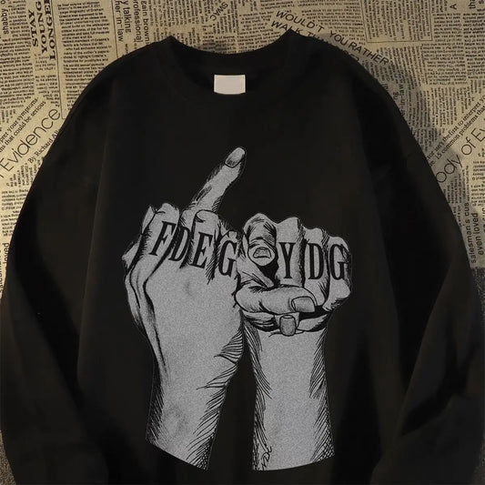 Dicker Herren-Hoodie mit Buchstaben-Print und langen Ärmeln im Vintage-Streetwear-Stil – ideal für Herbst und Winter