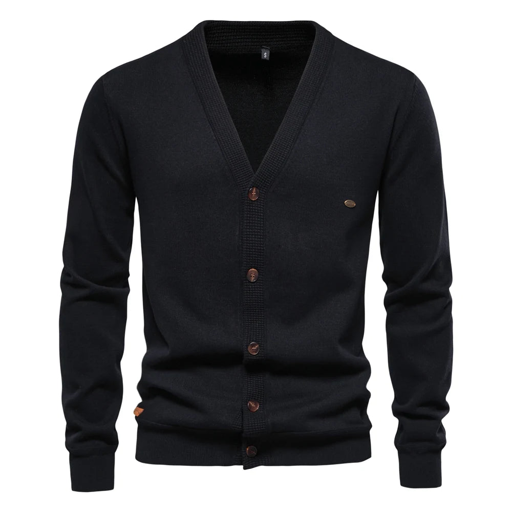 Herren Cardigan Sweater aus hochwertiger Baumwolle im lässigen einfarbigen Design