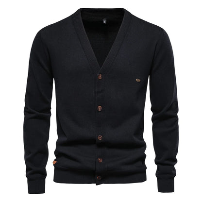Herren Cardigan Sweater aus hochwertiger Baumwolle im lässigen einfarbigen Design