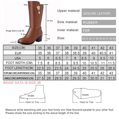 AIYUQI 2025 New Genuine Leather Women Wool Boots Thick Warm Winter Snow Boots Large Size 41 42 43 Motorcycle Boots Women