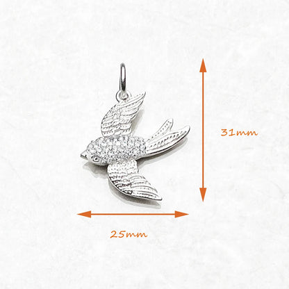 Schwalben-Anhänger aus 925 Sterlingsilber, Maßangaben 25 mm und 31 mm