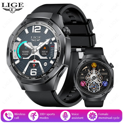 LIGE Smartwatch Outdoor Sport Männer 360*360 HD Display Gesundheit Überwachung Wasserdichte Herzfrequenz BT Anruf Smart Uhr Für Android IOS