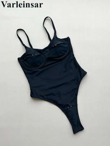 Damen-Badeanzug Cut-Out Bügel Micro-Tanga Weste gepolstert
