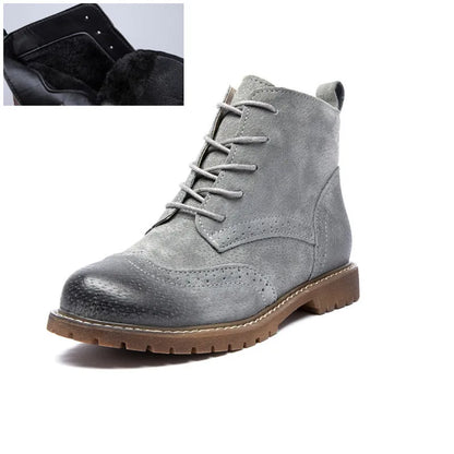 Damen-Ankle-Boots in grauem Wildleder mit Schnürung und kurzer Fütterung