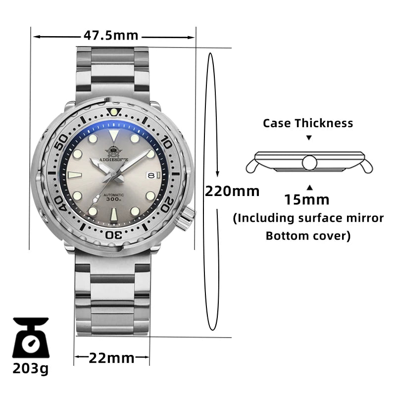 Herren-Tuna-Taucheruhr mit Automatikwerk und 300 m Tiefe