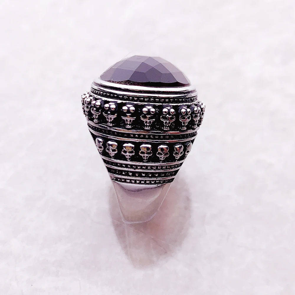 Damen-Ring Tigerauge Totenkopf Vintage aus Sterlingsilber