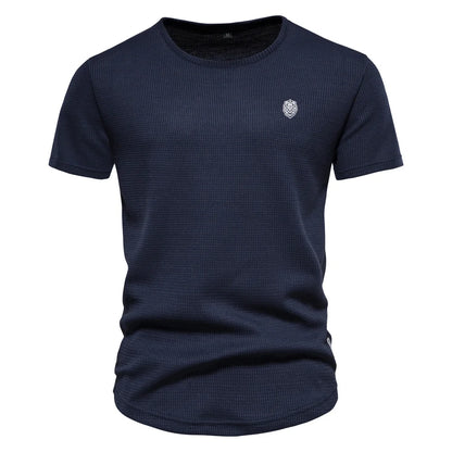 Herren T-Shirt aus Waffelstoff im einfarbigen Casual-Stil für den Sommer
