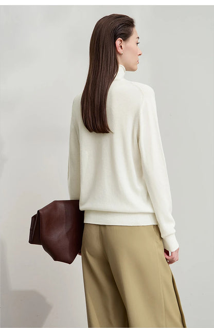 Damen-Rollkragenpullover Wolle-Kaschmir warm elegant Herbst-Winter