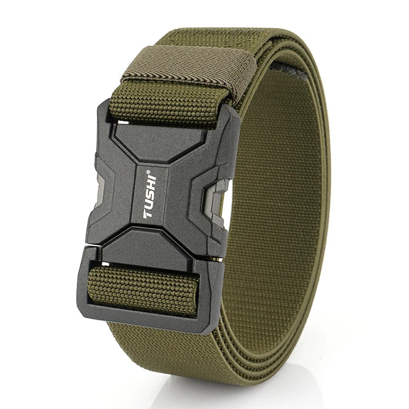 Herren-Taktik-Gürtel aus Elastikmaterial mit Matte-Metall-Schnalle und Schnellverschluss, Alltags- und Outdoor-Gürtel