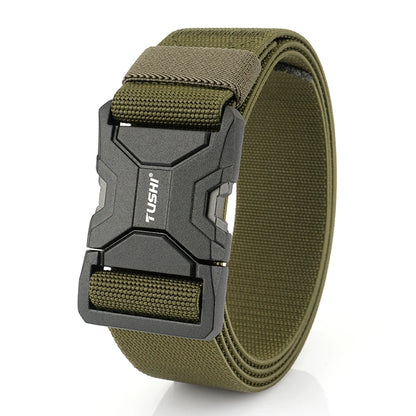 Herren-Taktik-Gürtel aus Elastikmaterial mit Matte-Metall-Schnalle und Schnellverschluss, Alltags- und Outdoor-Gürtel