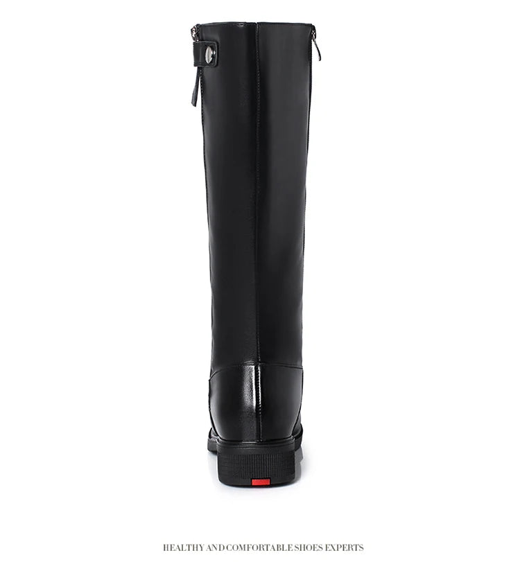 AIYUQI  Women Winter Boots 2025 New Genuine Leather Long Boots Women Big Size 41 42 43 Wool Warm Zipper Riding Boots Women