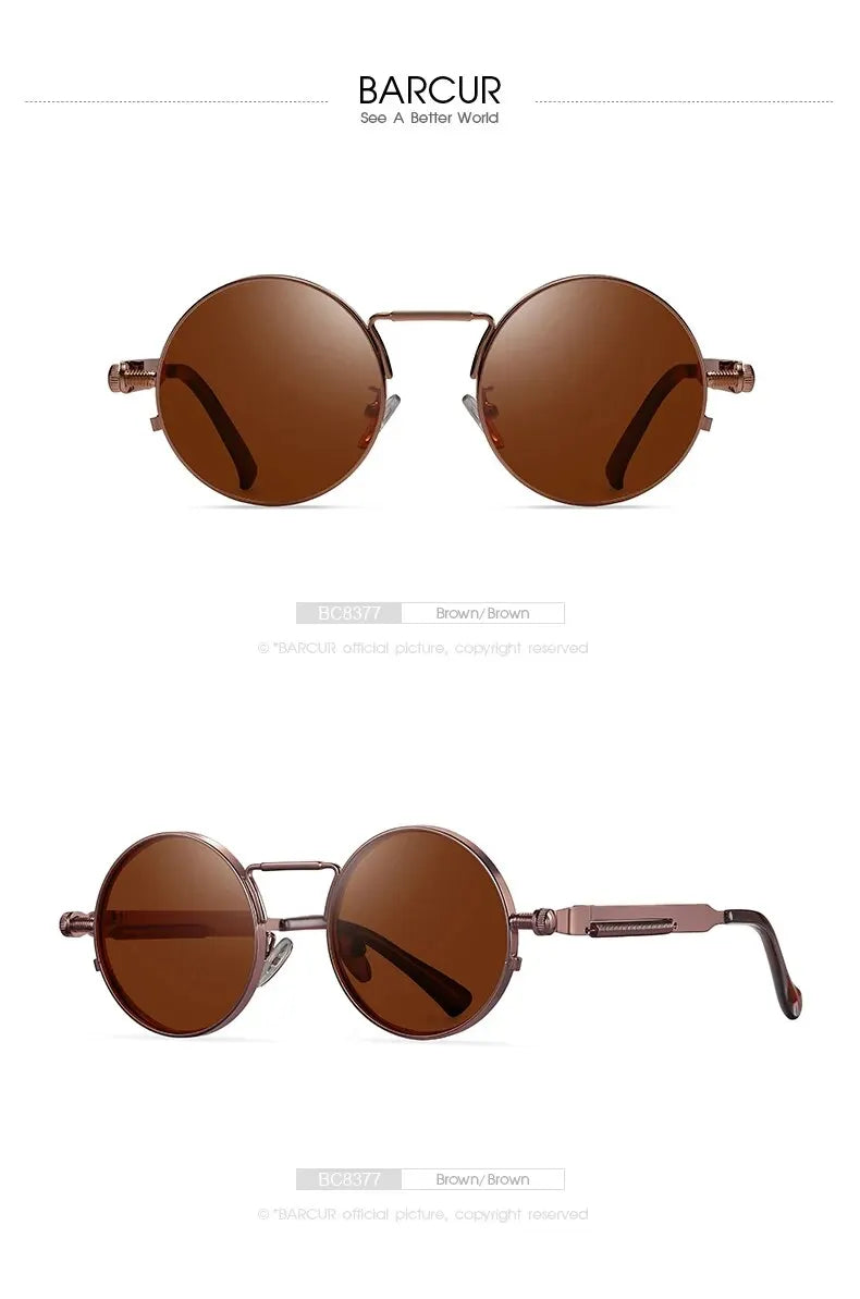 Sonnenbrille rund Steampunk Retro UV400 polarisiert Herren Damen C