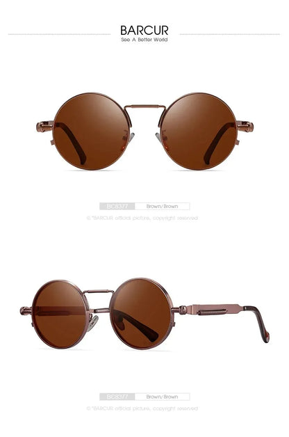 Sonnenbrille rund Steampunk Retro UV400 polarisiert Herren Damen C