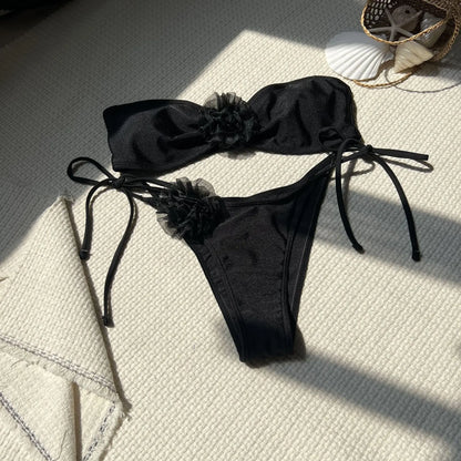 Sexy Bikini-Set mit Push-up-Effekt – Solides Design für Strand und Pool