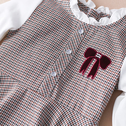 Mädchen Prinzessin Kleider Frühling Herbst lässig Kinder Langarm Plaid Kleidung 4-12 Jahre täglich Kinder Kleider