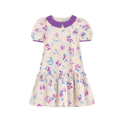 Ärmelloses Sommerkleid aus 100% Baumwolle mit kleinem Blumenmuster für Mädchen – ideal für Strand und Party, Größen 3-14 Jahre