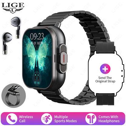 Smartwatch für Männer und Frauen mit TWS Bluetooth Kopfhörern und Herzfrequenzmessung
