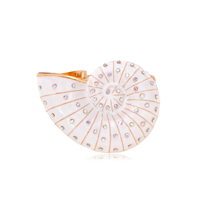 Brosche Muschel Emaille Strass Meeresmotiv Ozean Anstecknadel Damen