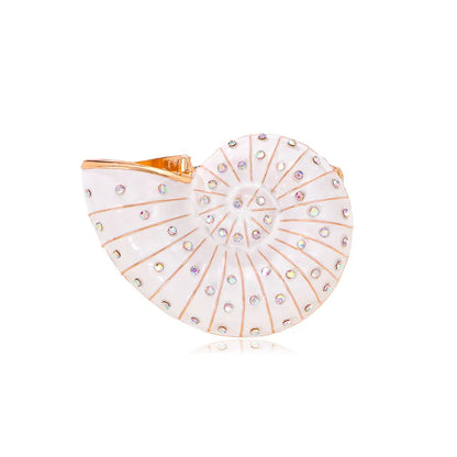 Brosche Muschel Emaille Strass Meeresmotiv Ozean Anstecknadel Damen
