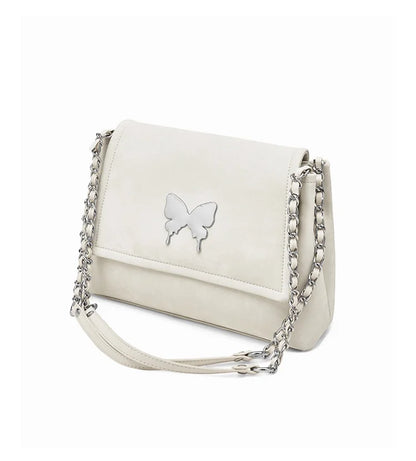 Elegante Damen Schultertasche aus PU-Leder mit Schmetterlings-Dekor