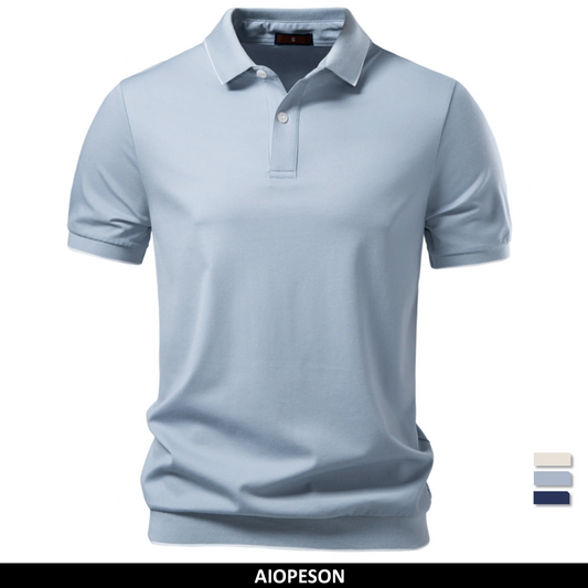 Herren-Poloshirt, hellblau, kurze Ärmel, Knopfleiste mit Polo-Kragen