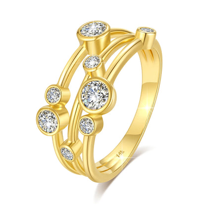 Damen-Verlobungsring aus 14K Gold mit Moissanit Elegantes Schmuckstück für Verlobung und Jubiläum