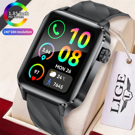 LIGE Für Android IOS Neue 1,85 "Smart Uhr Männer Bluetooth Anruf Sport Smartwatch Frauen Herz Rate Blut Sauerstoff Monitor uhr 2025