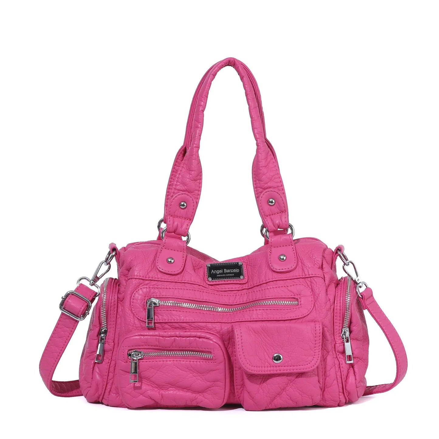 Damen-Satchel-Tasche Vintage-Schwarz Großes Fassungsvermögen Mit Abnehmbarem Tragegurt
